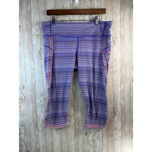 Lululemon Run Top Speed Legging Women 12 Space Dye Twist Iris Flower PinkCropped